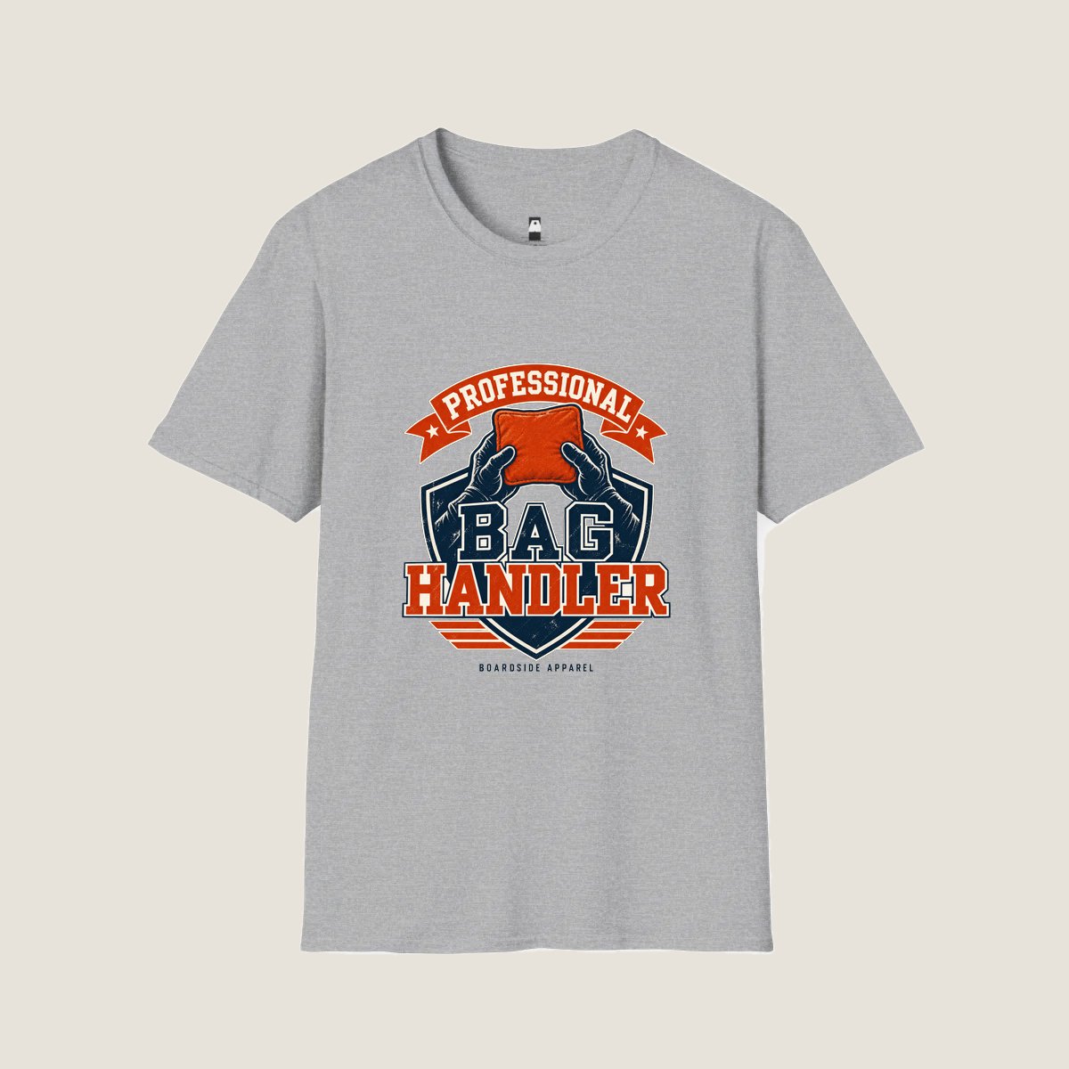 Professional Bag Handler design printed on a Sport Grey custom cornhole t-shirt