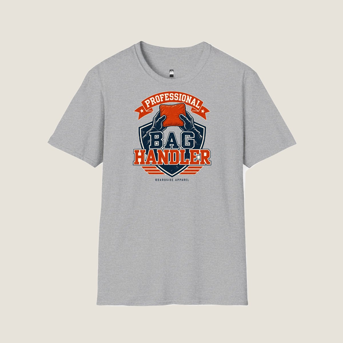 Professional Bag Handler cornhole team design artwork on a Sport Grey T-shirt