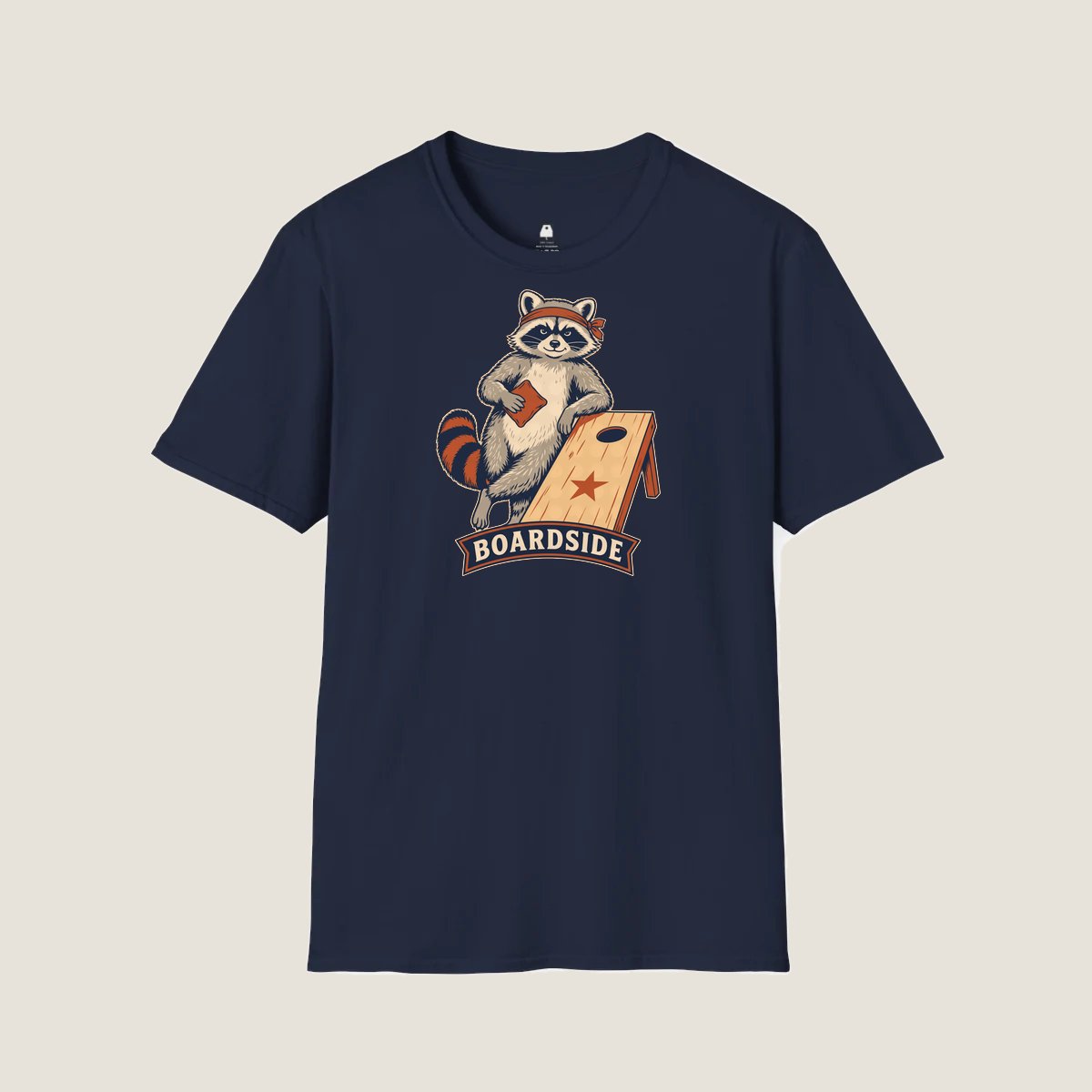 Boardside Raccoon cornhole team design artwork