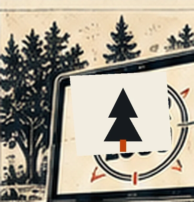 A pine-tree logo being placed onto a board.